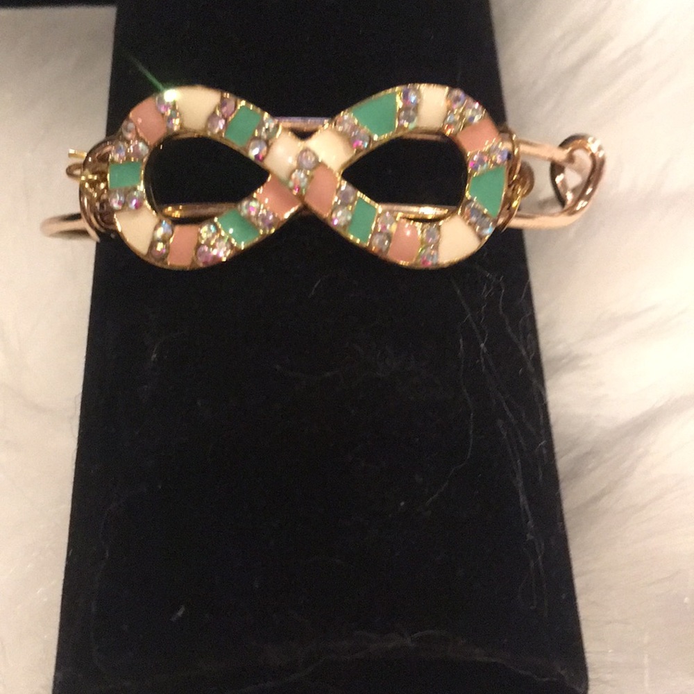 Eternity in multicolor enamel on gold tone bangle